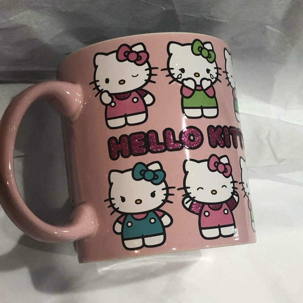 Hello Kitty Pink glitter hello kitty monogram coffee mug cup‎ new